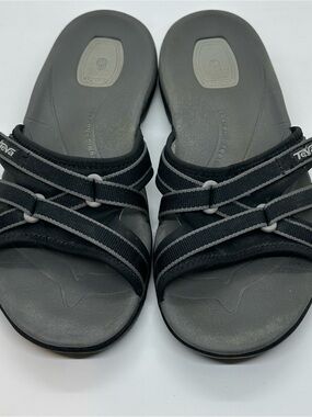 Teva Black Gray Comfort Slide Sandals Women’s 9